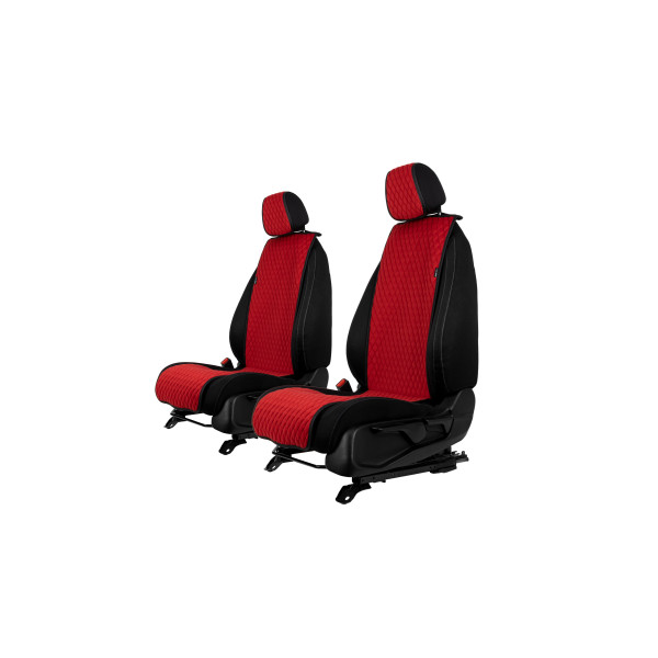 EVAtech Basic Seat Covers, 2 pcs - red / black edges / red stitches