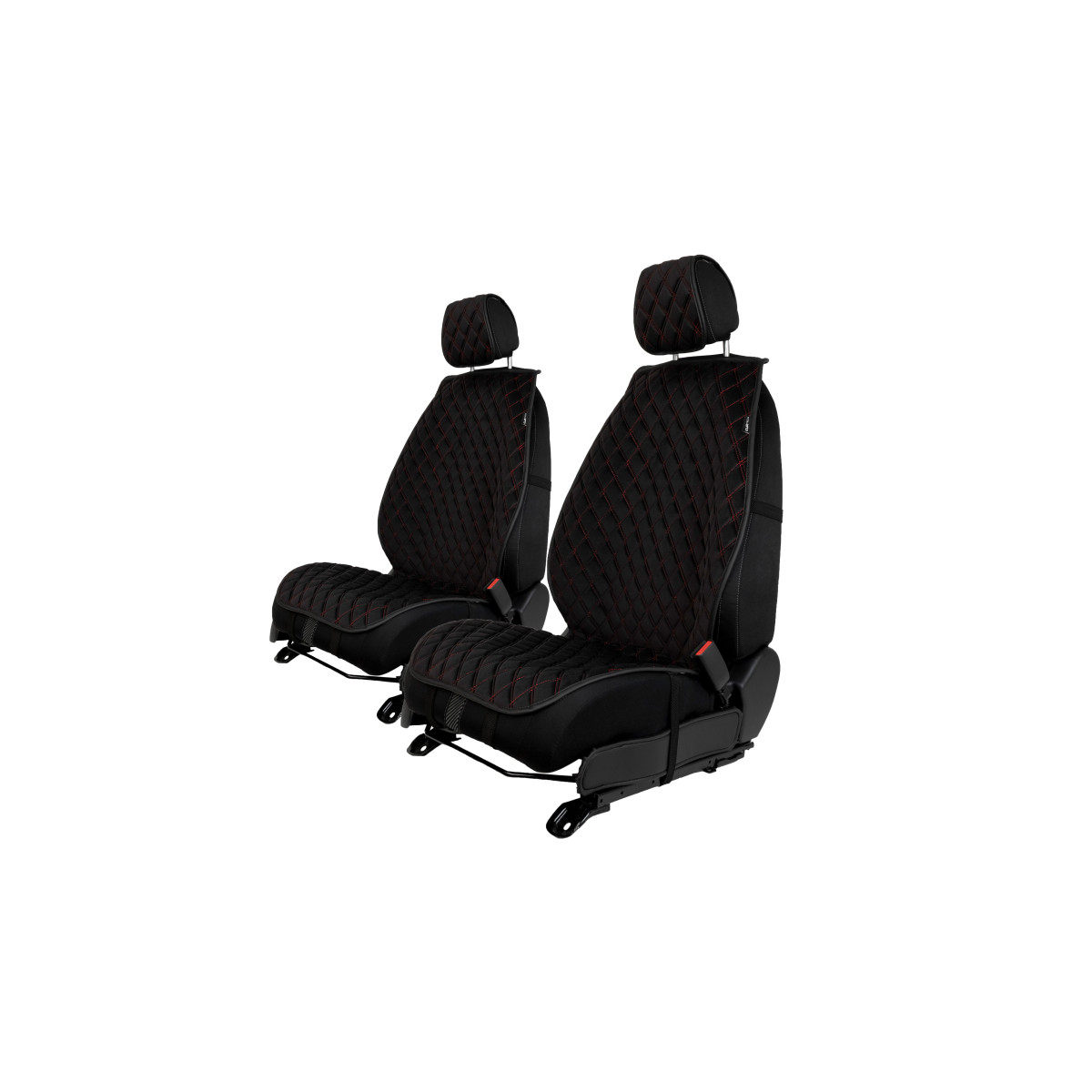 EVAtech PRO Seat Covers, 2 pcs - black / black edges / red stitches