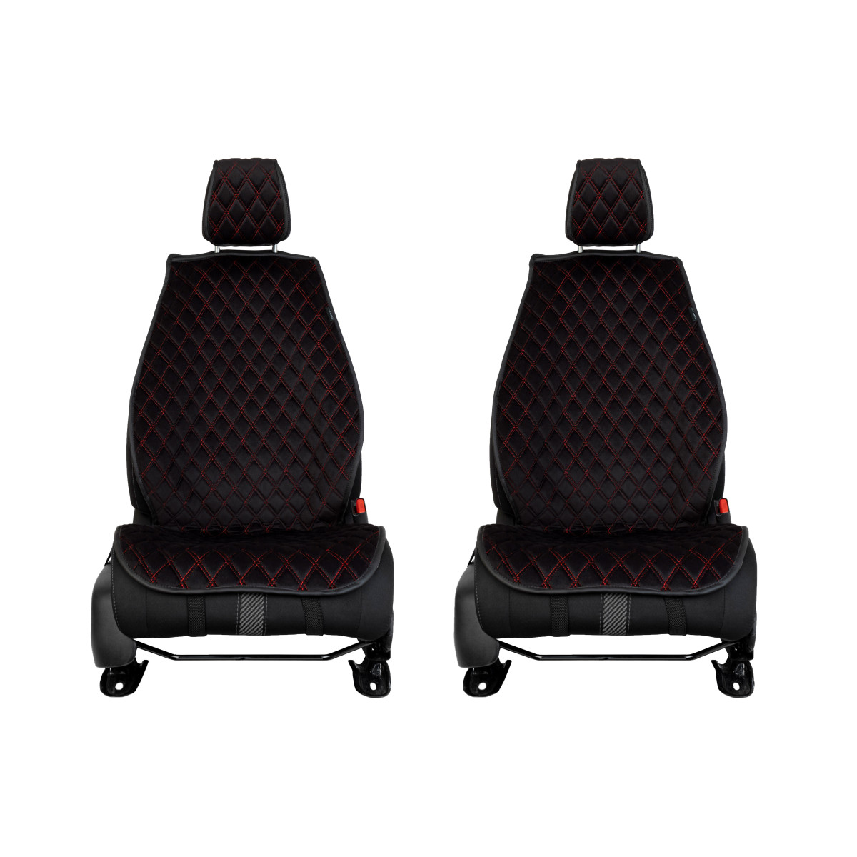 EVAtech PRO Seat Covers, 2 pcs - black / black edges / red stitches