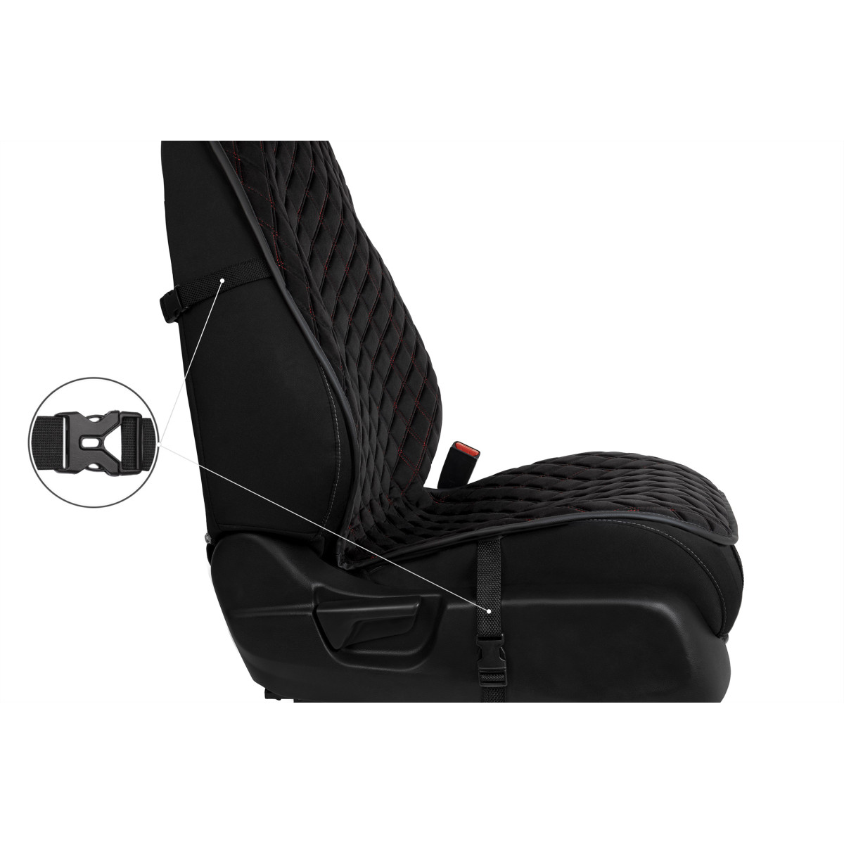 EVAtech PRO Seat Covers, 2 pcs - black / black edges / red stitches