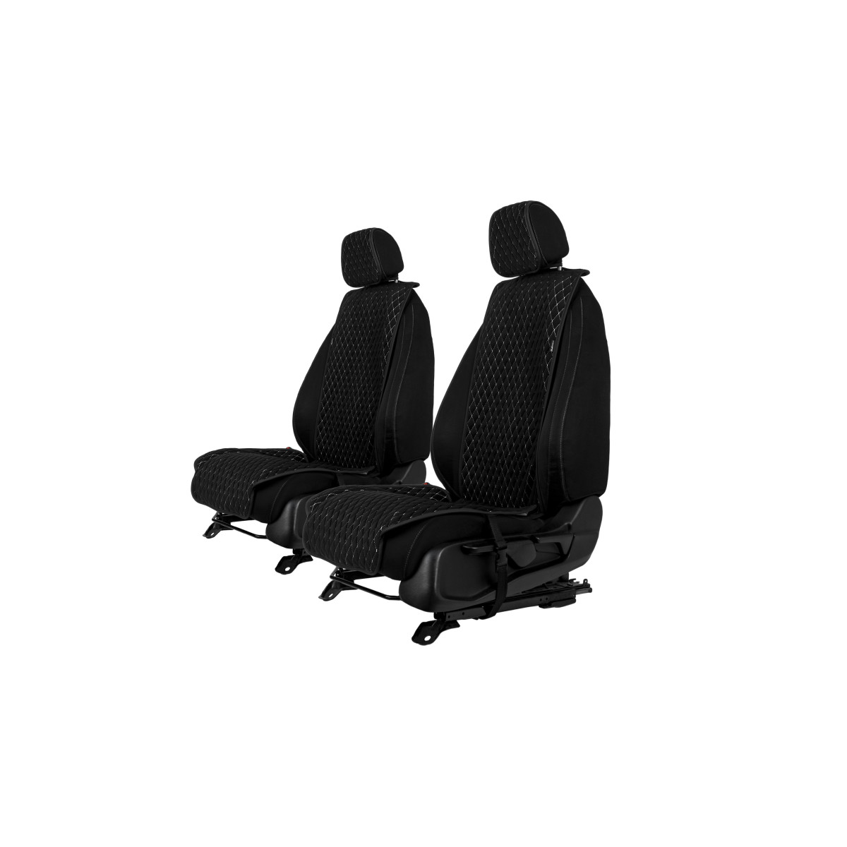 EVAtech Standard Seat Covers, 2 pcs - black / black edges / white stitches