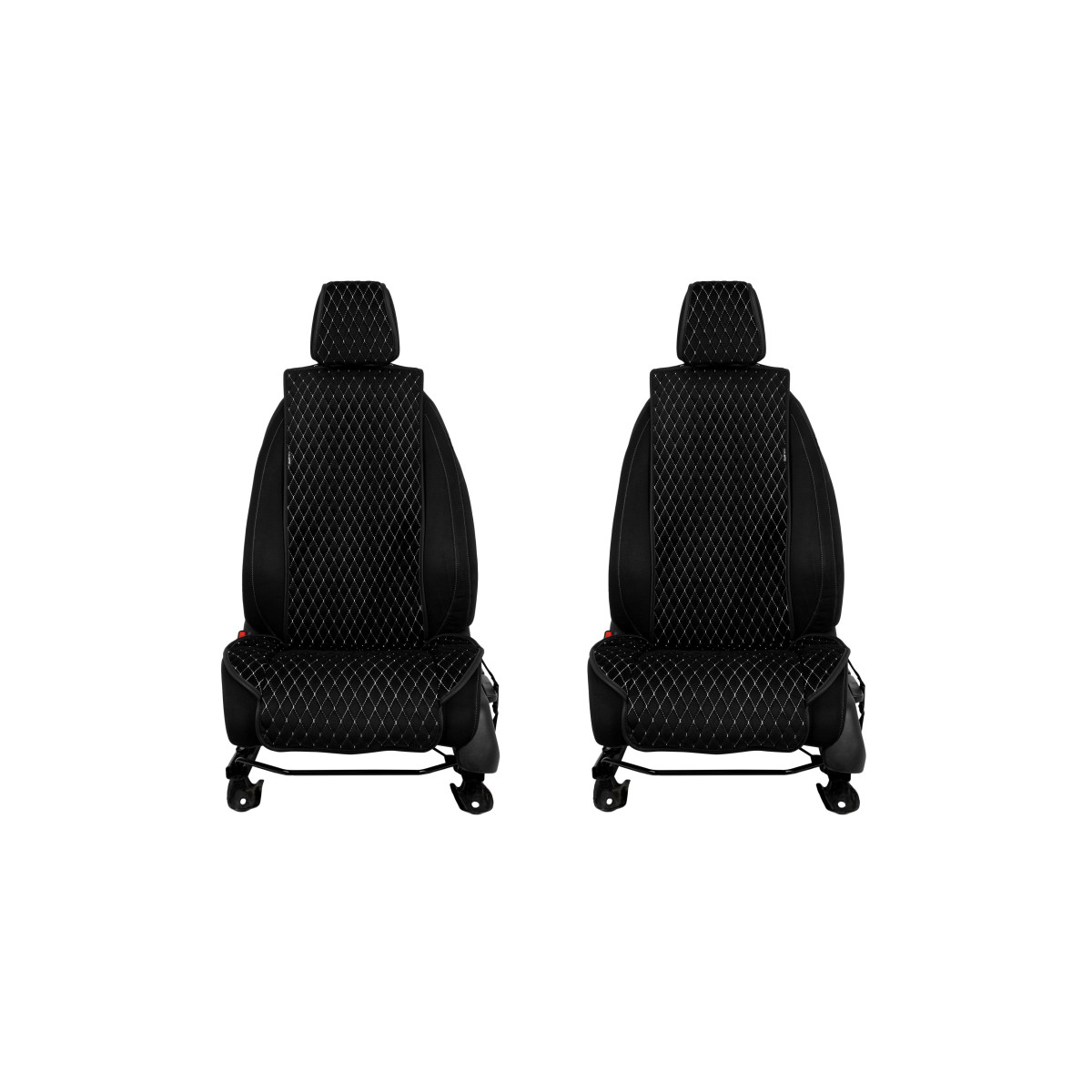EVAtech Standard Seat Covers, 2 pcs - black / black edges / white stitches