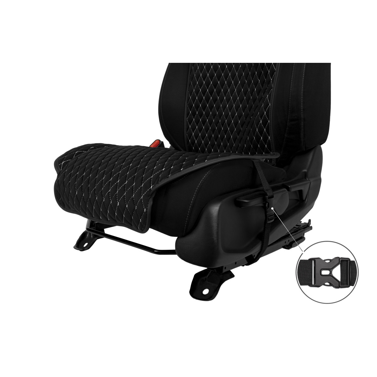 EVAtech Standard Seat Covers, 2 pcs - black / black edges / white stitches