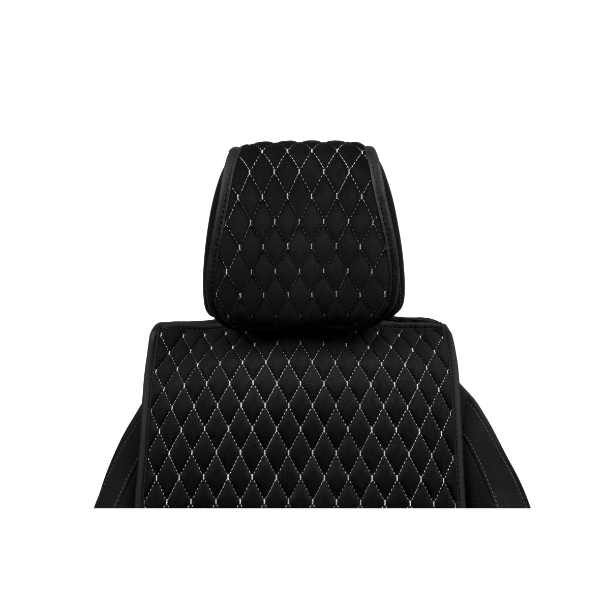EVAtech Standard Seat Covers, 2 pcs - black / black edges / white stitches