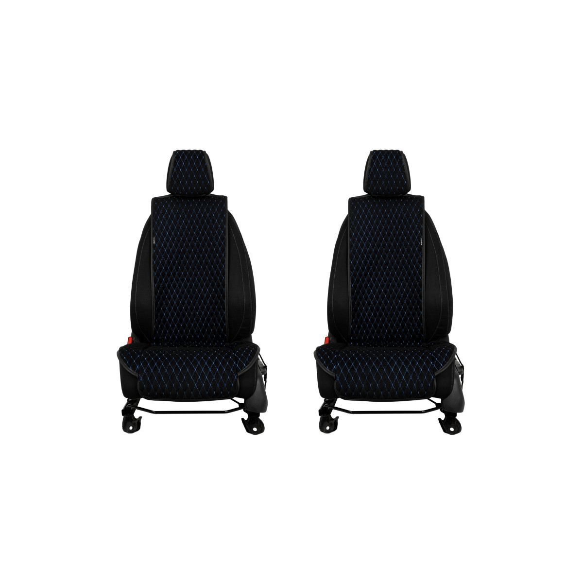 EVAtech Standard Seat Covers, 2 pcs - black / black edges / blue stitches