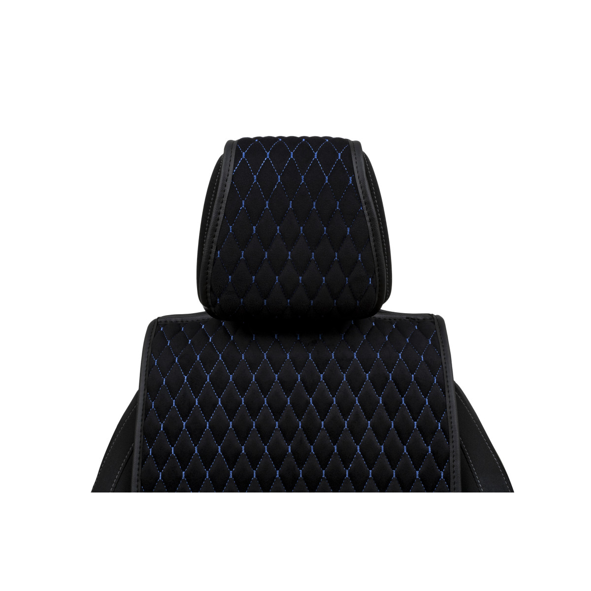 EVAtech Standard Seat Covers, 2 pcs - black / black edges / blue stitches