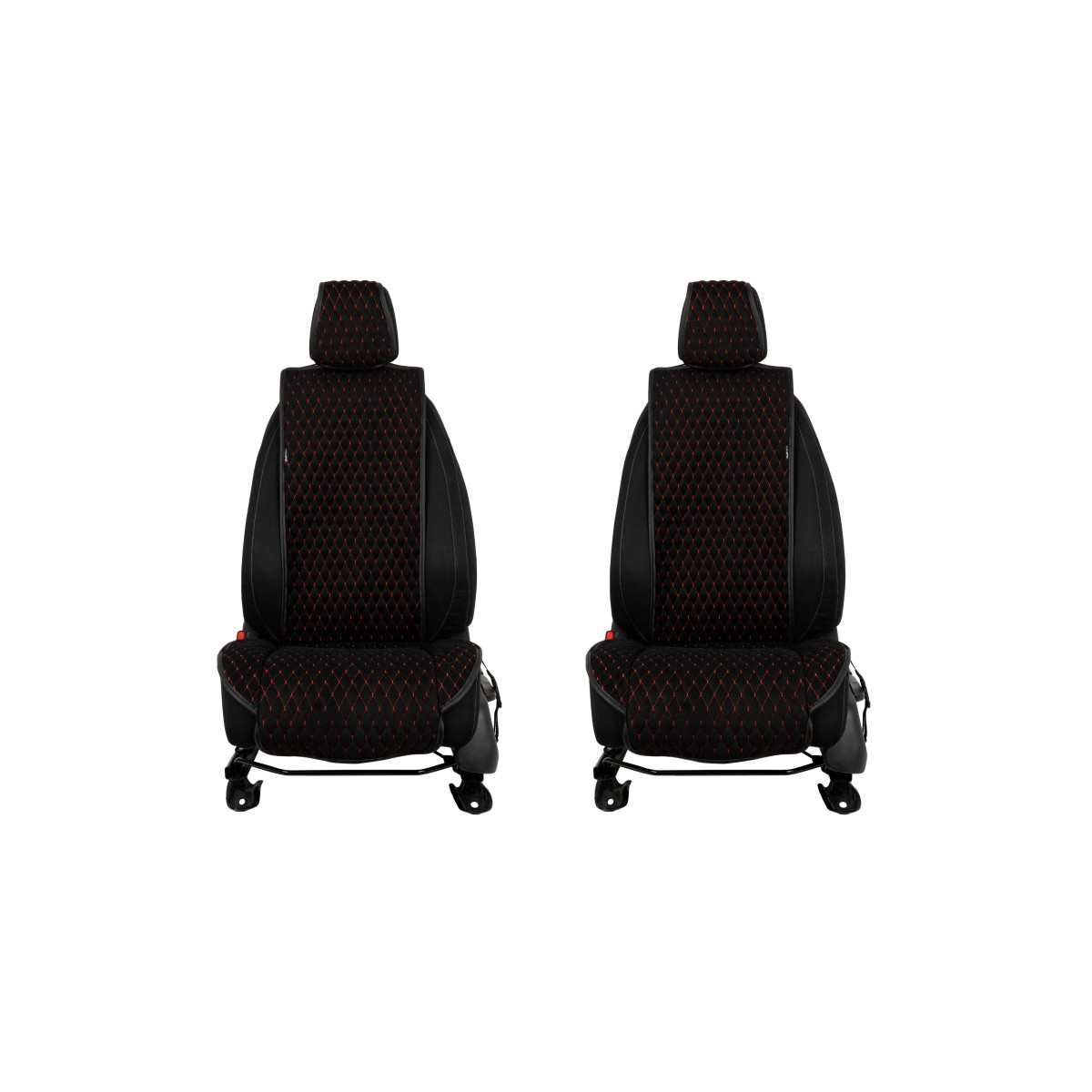 EVAtech Standard Seat Covers, 2 pcs - black / black edges / red stitches EVAtech Standard Seat Covers, 2 pcs - black / black edges / red stitches
