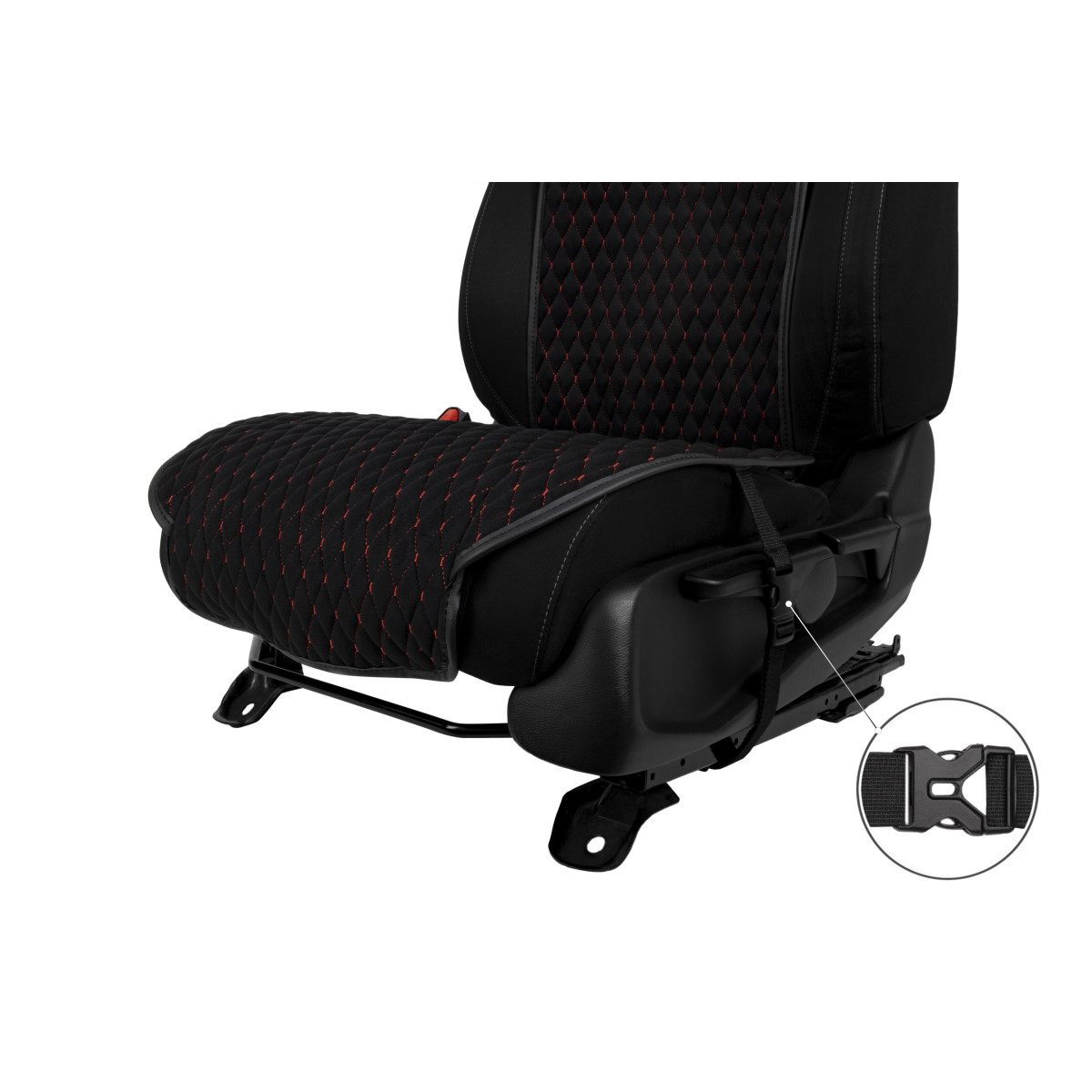 EVAtech Standard Seat Covers, 2 pcs - black / black edges / red stitches EVAtech Standard Seat Covers, 2 pcs - black / black edges / red stitches