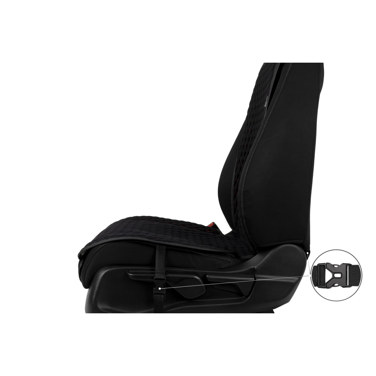 EVAtech Standard Seat Covers, 2 pcs - black / black edges / red stitches EVAtech Standard Seat Covers, 2 pcs - black / black edges / red stitches