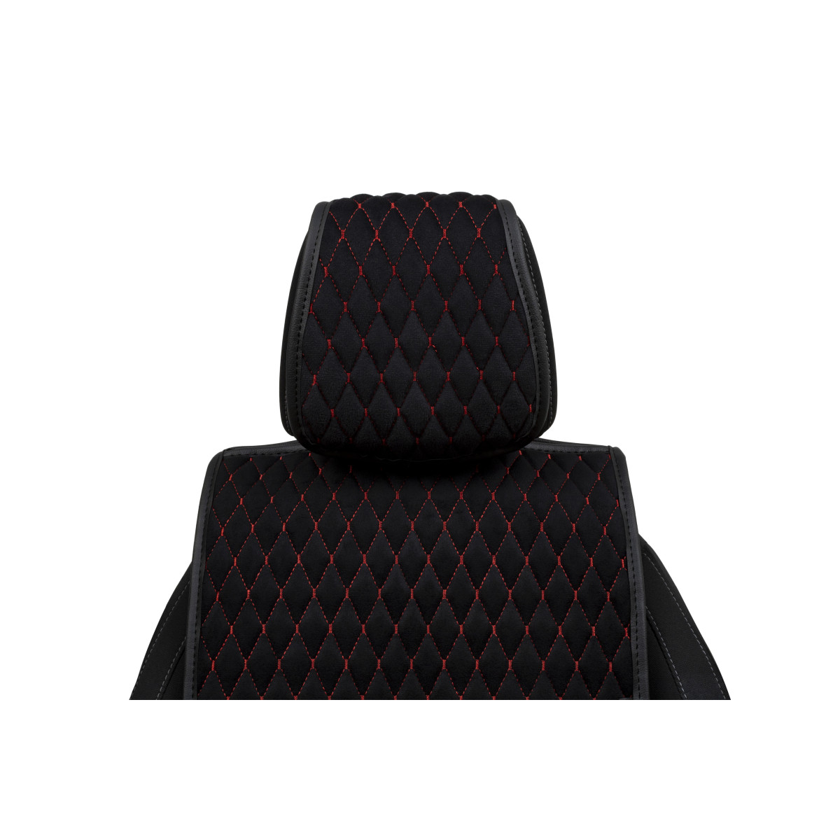 EVAtech Standard Seat Covers, 2 pcs - black / black edges / red stitches EVAtech Standard Seat Covers, 2 pcs - black / black edges / red stitches