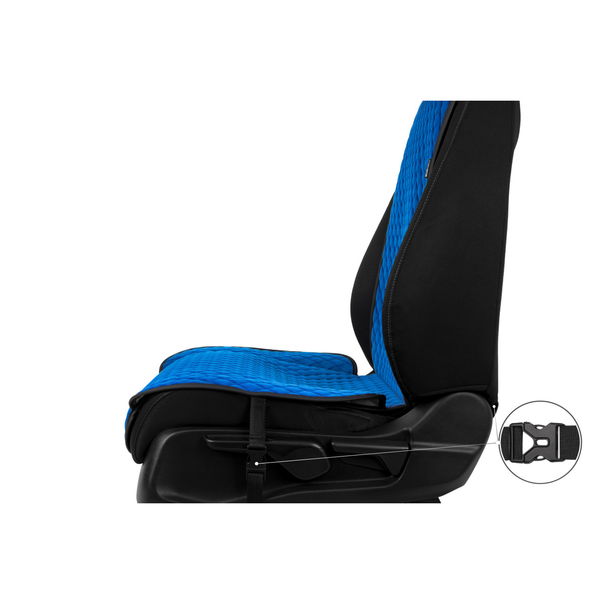 EVAtech Standard Seat Covers, 2 pcs - blue / black edges / blue stitches