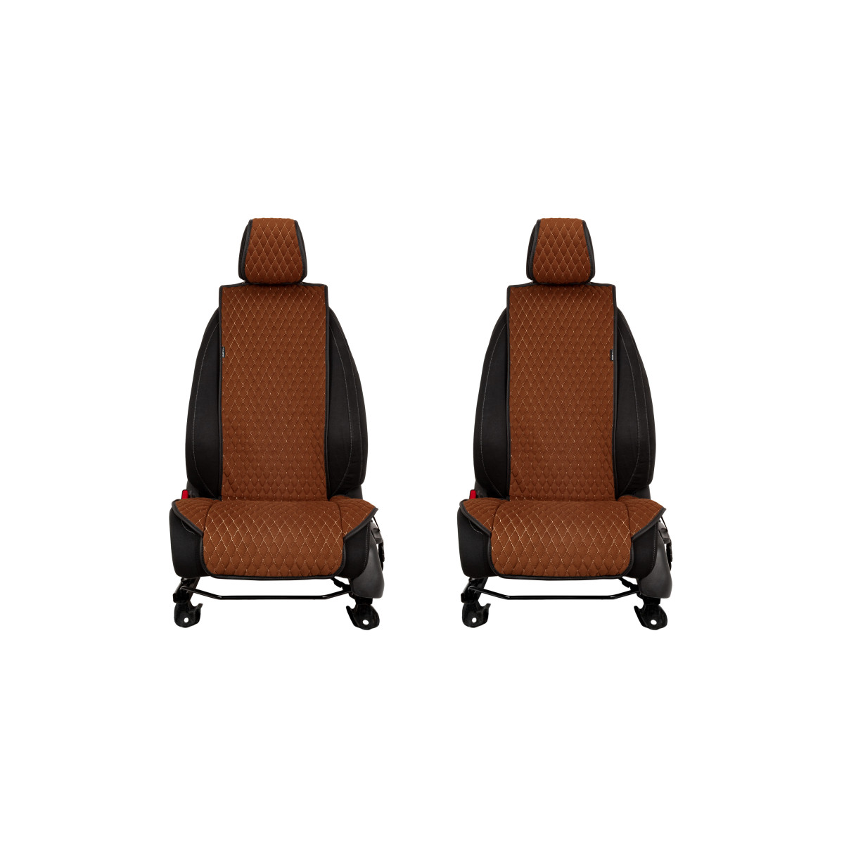 EVAtech Standard Seat Covers, 2 pcs - brown / black edges / brown stitches