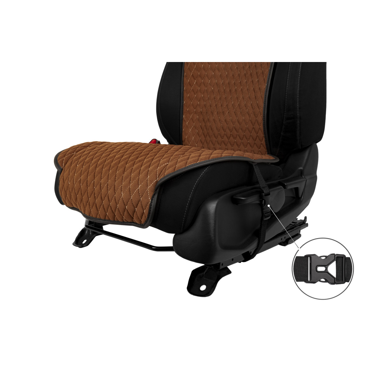 EVAtech Standard Seat Covers, 2 pcs - brown / black edges / brown stitches