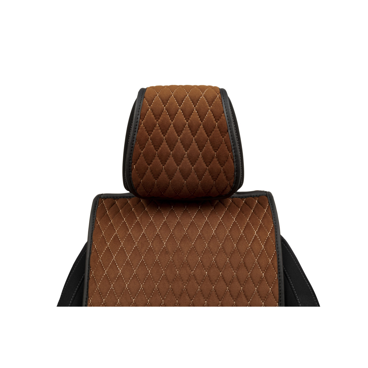 EVAtech Standard Seat Covers, 2 pcs - brown / black edges / brown stitches