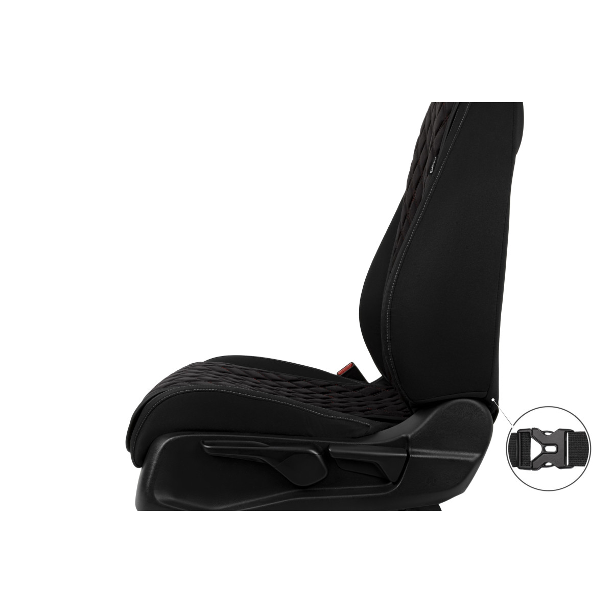 EVAtech Basic Seat Cover, 1 pcs - black / black edges / red stitches EVAtech Basic Seat Cover, 1 pcs - black / black edges / red stitches