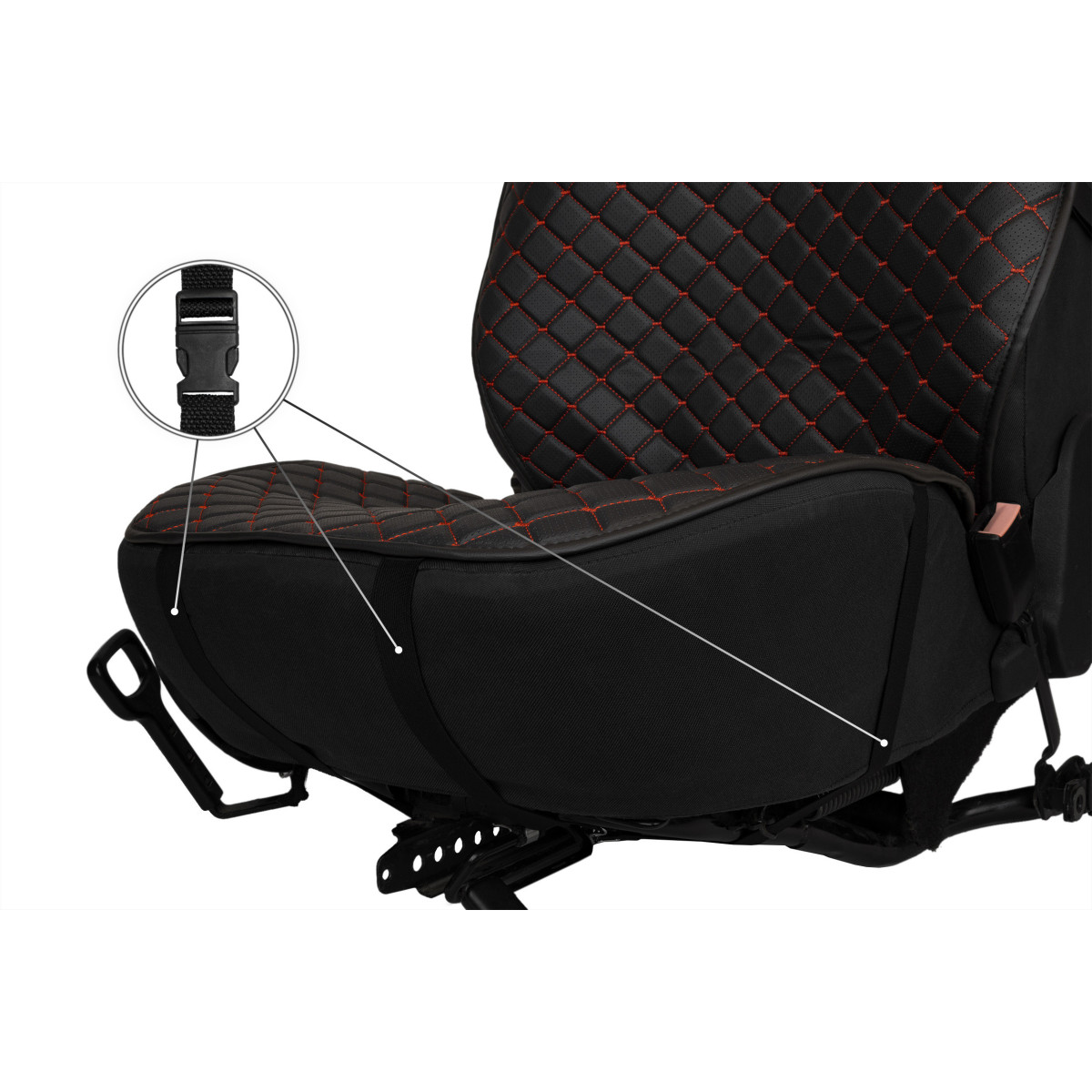 EVAtech ECO PRO Car Seat Cover, 1 pcs - black / black edges / red stitches