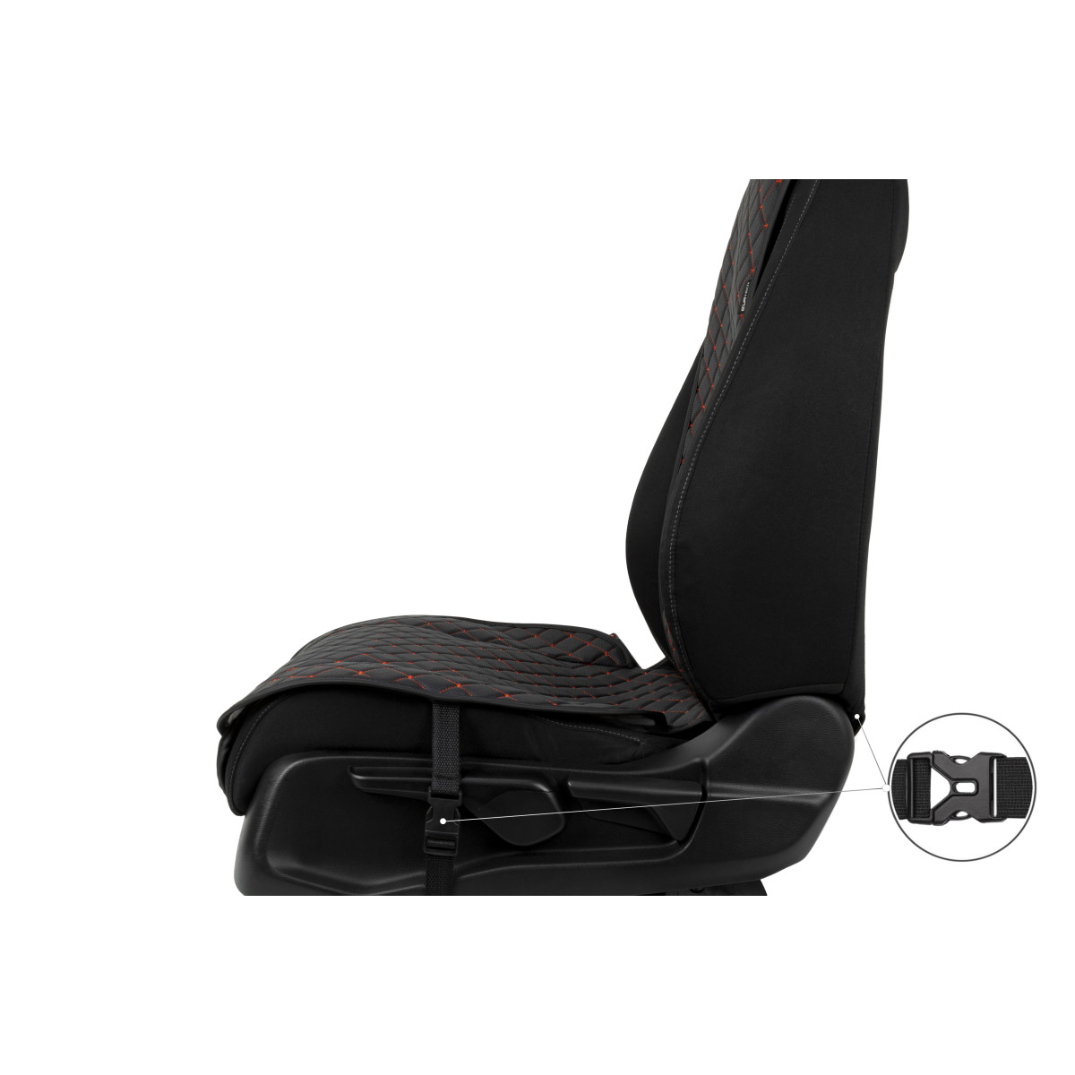 EVAtech ECO Standard Seat Cover, 1 pcs - black / black edges / red stitches