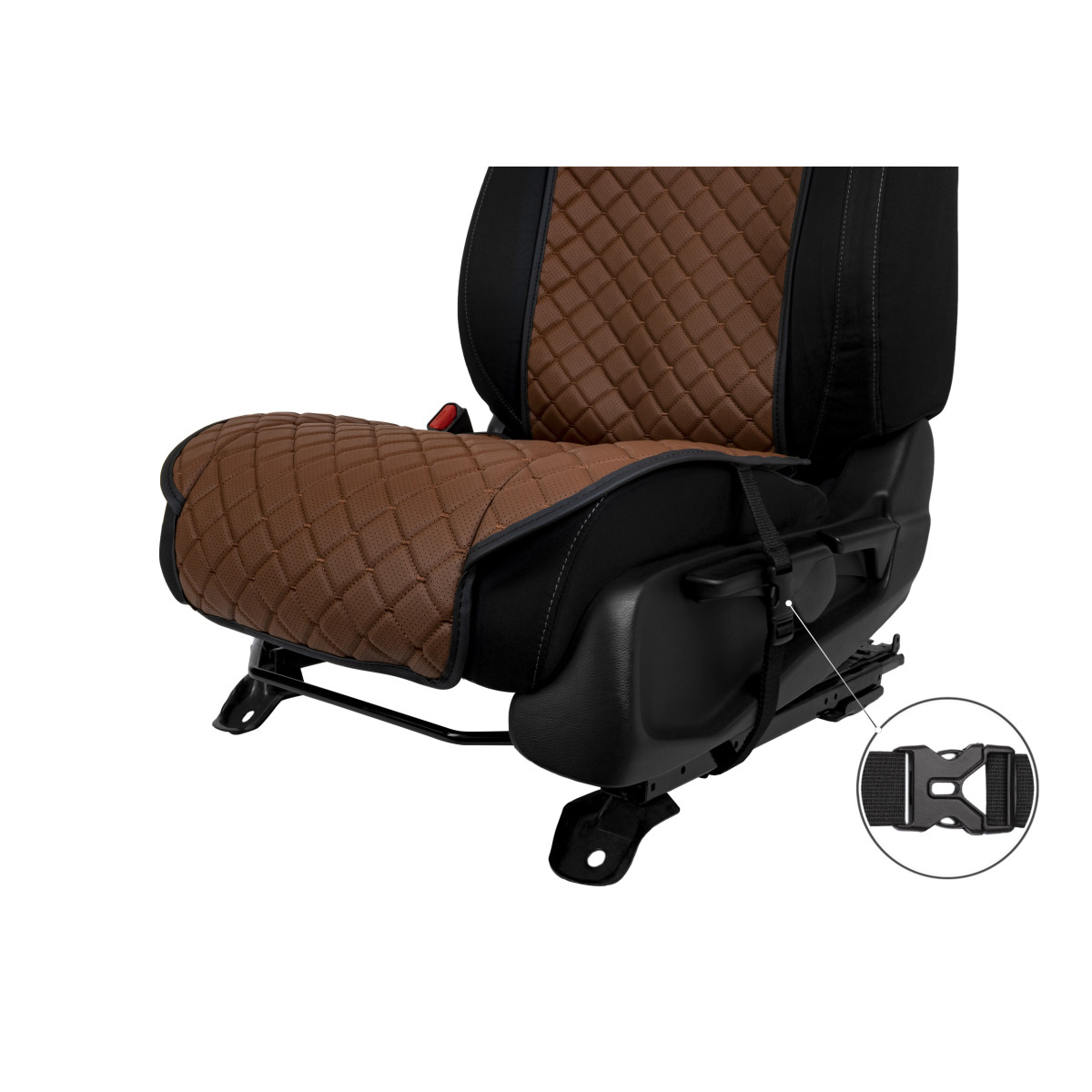 EVAtech ECO Standard Seat Cover, 1 pcs - brown / black edges / brown stitches