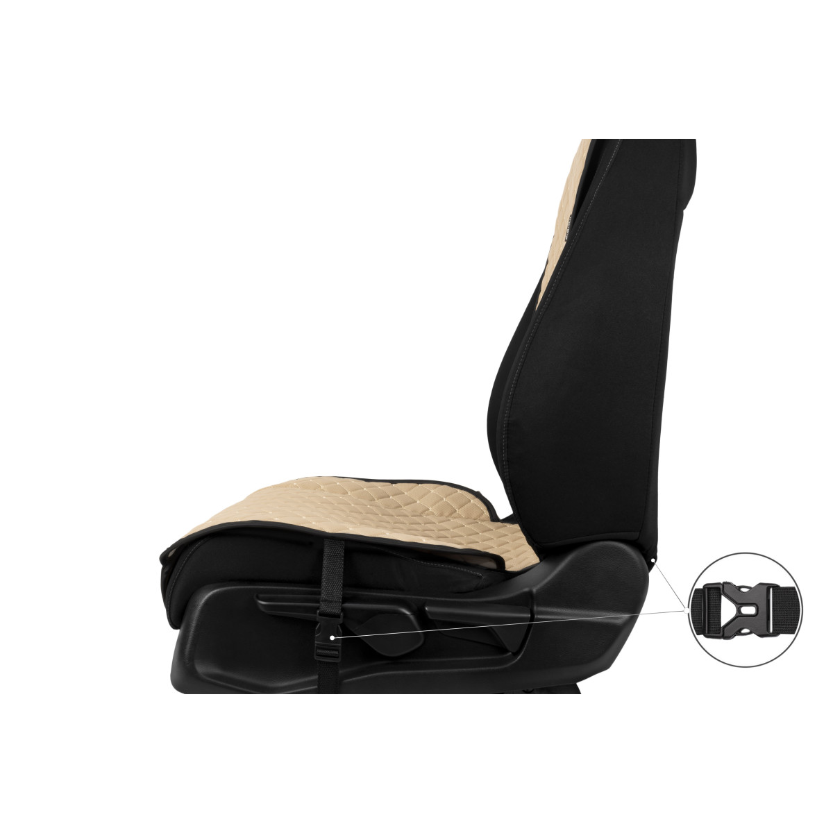 EVAtech ECO Standard Seat Cover, 1 pcs - beige / black edges / beige stitches EVAtech ECO Standard Seat Cover, 1 pcs - beige / black edges / beige stitches