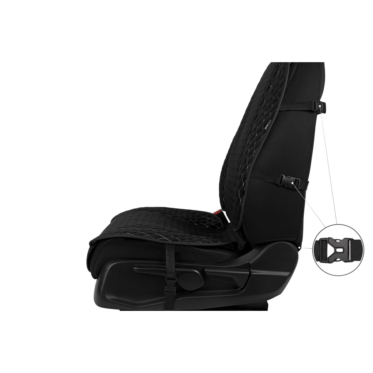 EVAtech Max Seat Cover, 1 pcs - black / black edges / white stitches EVAtech Max Seat Cover, 1 pcs - black / black edges / white stitches