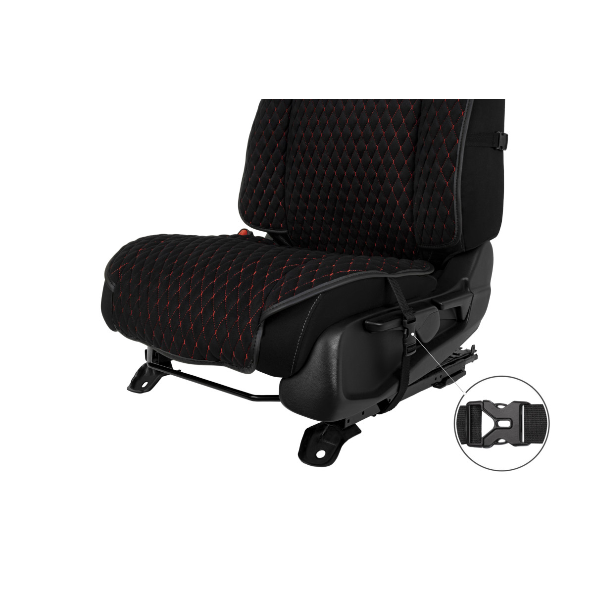 EVAtech Max Seat Cover, 1 pcs - black / black edges / red stitches EVAtech Max Seat Cover, 1 pcs - black / black edges / red stitches