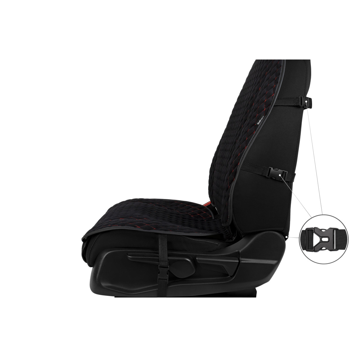 EVAtech Max Seat Cover, 1 pcs - black / black edges / red stitches EVAtech Max Seat Cover, 1 pcs - black / black edges / red stitches