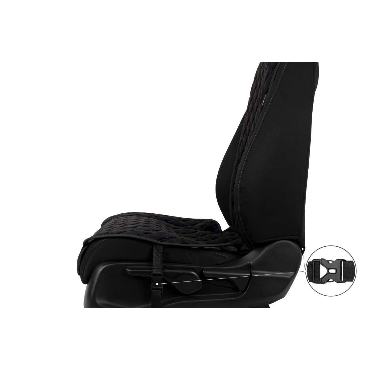 EVAtech Standard Seat Cover, 1 pcs - black / black edges / blue stitches EVAtech Standard Seat Cover, 1 pcs - black / black edges / blue stitches