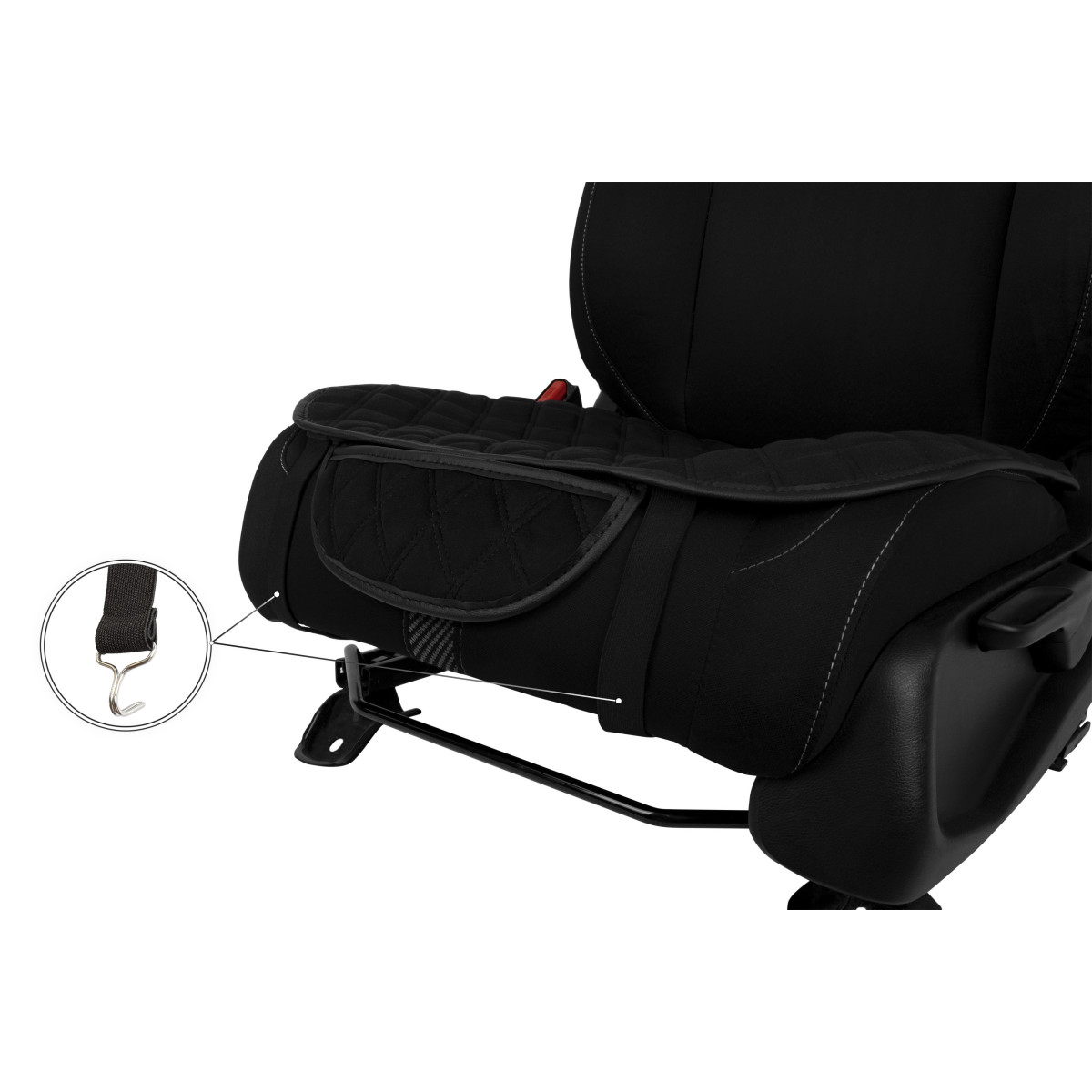EVAtech Seat Cushion Cover, 1 pcs - black / black edges / black stitches