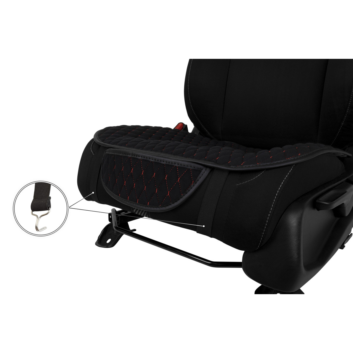 EVAtech Seat Cushion Cover, 1 pcs - black / black edges / red stitches