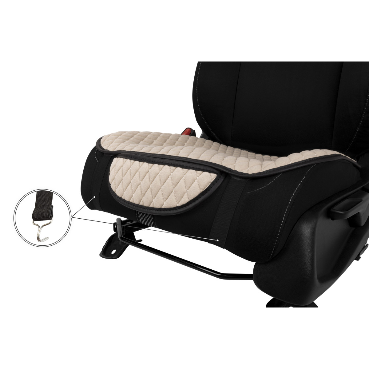 EVAtech Seat Cushion Cover, 1 pcs - beige / black edges / beige stitches