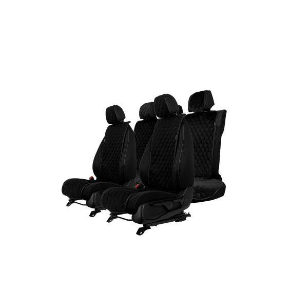 EVAtech Basic Seat Covers, 3 pcs - black / black edges / black stitches