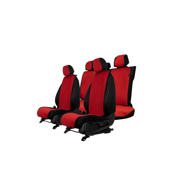 EVAtech Basic Seat Covers, 3 pcs - red / black edges / red stitches