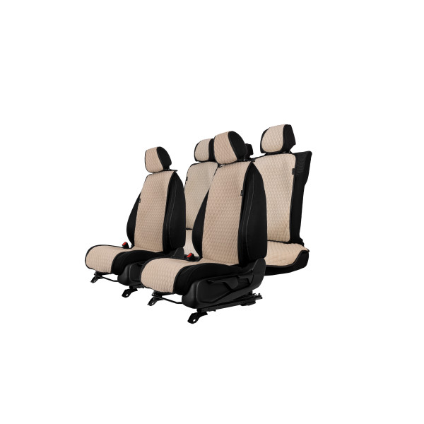 EVAtech Basic Seat Covers, 3 pcs - beige / black edges / beige stitches