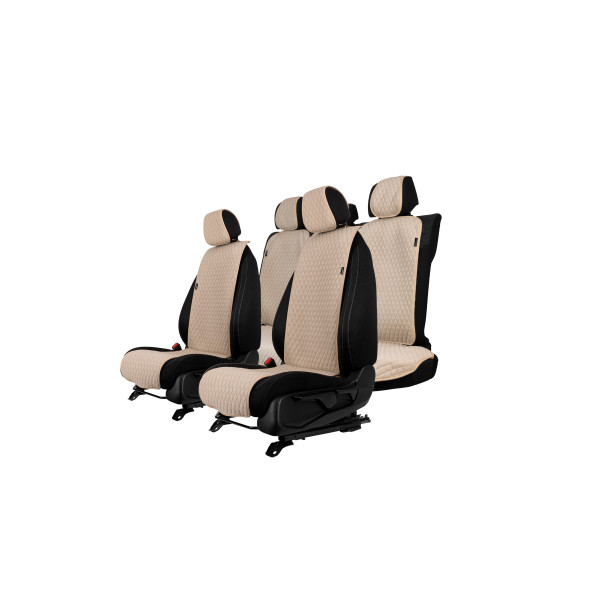 EVAtech Basic Seat Covers, 3 pcs - beige / beige edges / beige stitches