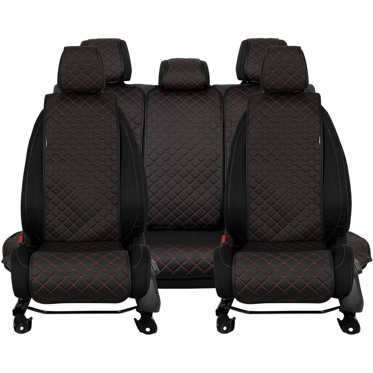 Seats užvalkalų komplektas EVAtech ECO Basic, 3 pcs- black / black edges / red interior