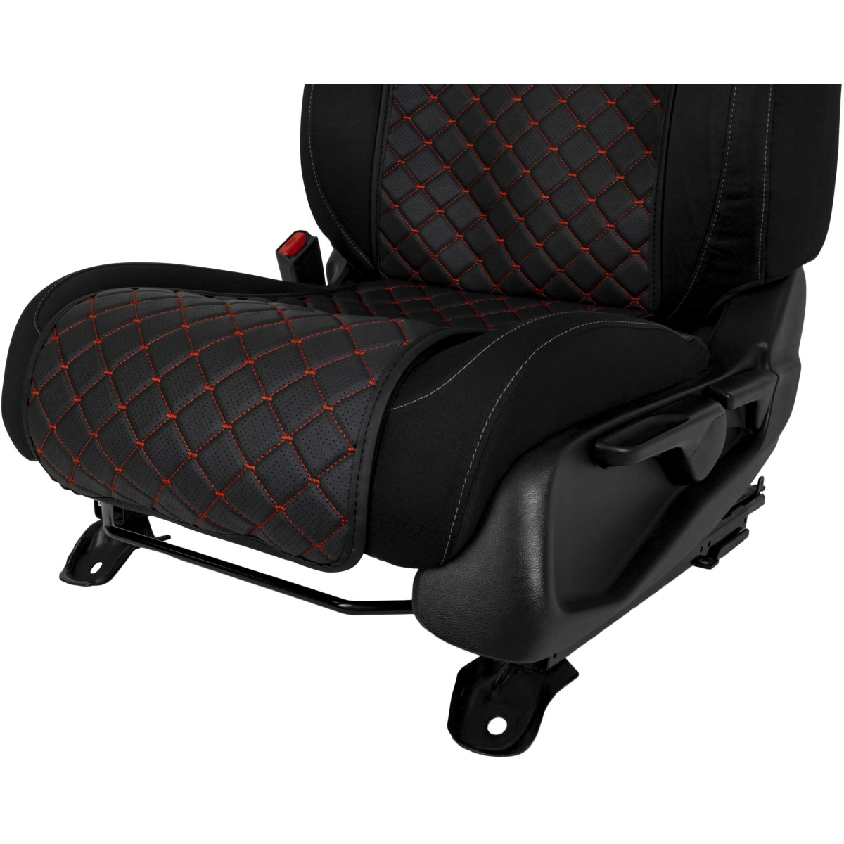 Seats užvalkalų komplektas EVAtech ECO Basic, 3 pcs- black / black edges / red interior