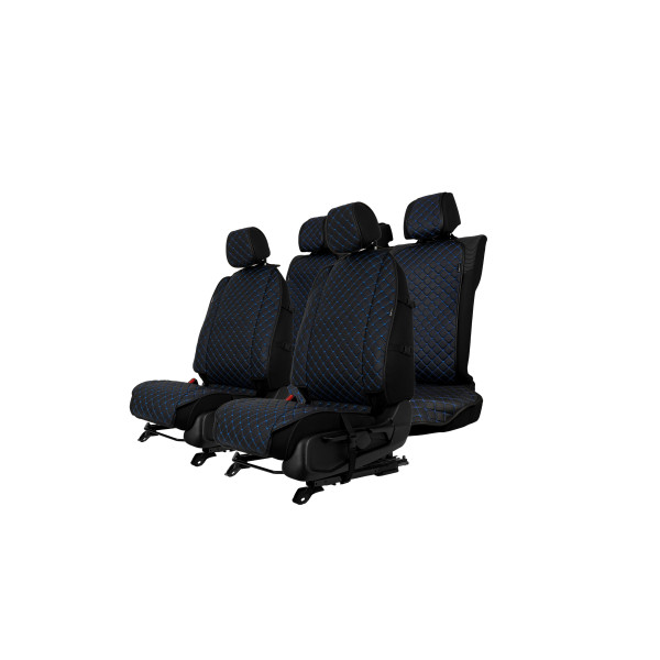 EVAtech ECO Max Seat Covers, 3 pcs - black / black edges / blue stitches