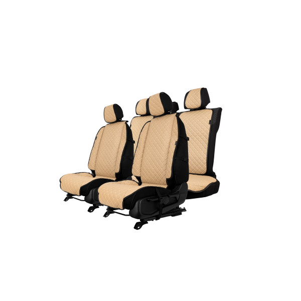 EVAtech ECO Max Seat Covers, 3 pcs - beige / black edges / beige stitches