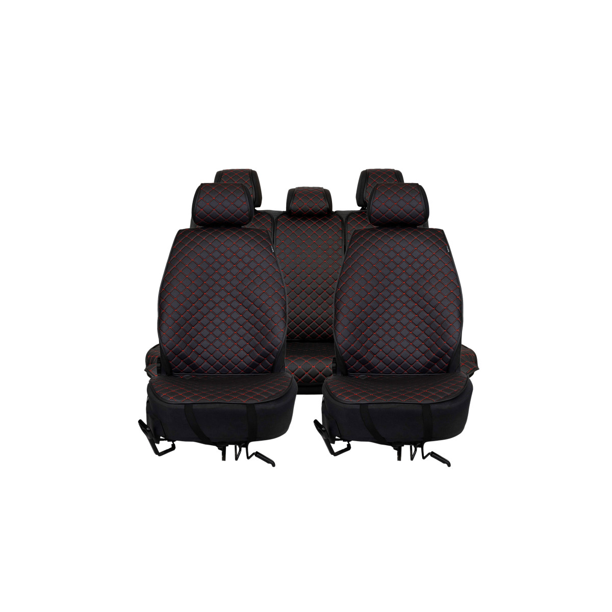 EVAtech ECO PRO Car Seat Covers, 3 pcs - black / black edges / red stitches