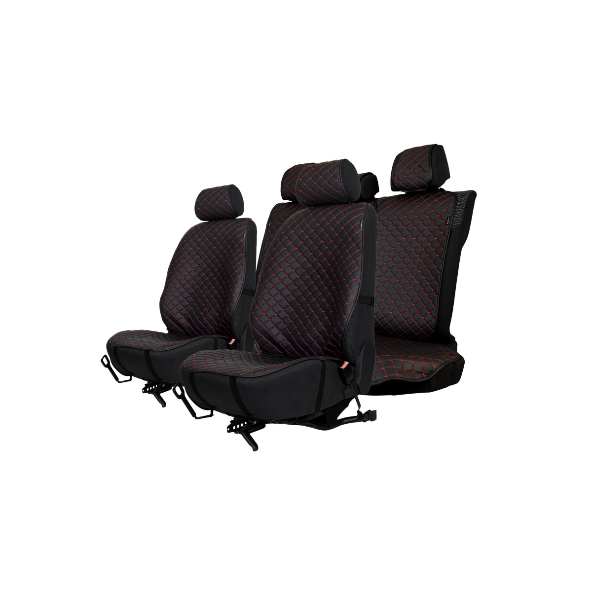 EVAtech ECO PRO Car Seat Covers, 3 pcs - black / black edges / red stitches