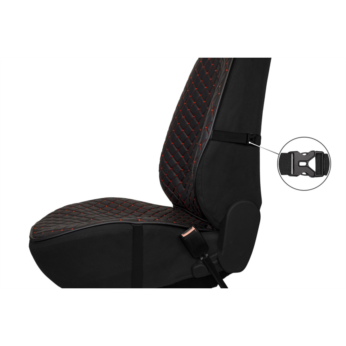 EVAtech ECO PRO Car Seat Covers, 3 pcs - black / black edges / red stitches