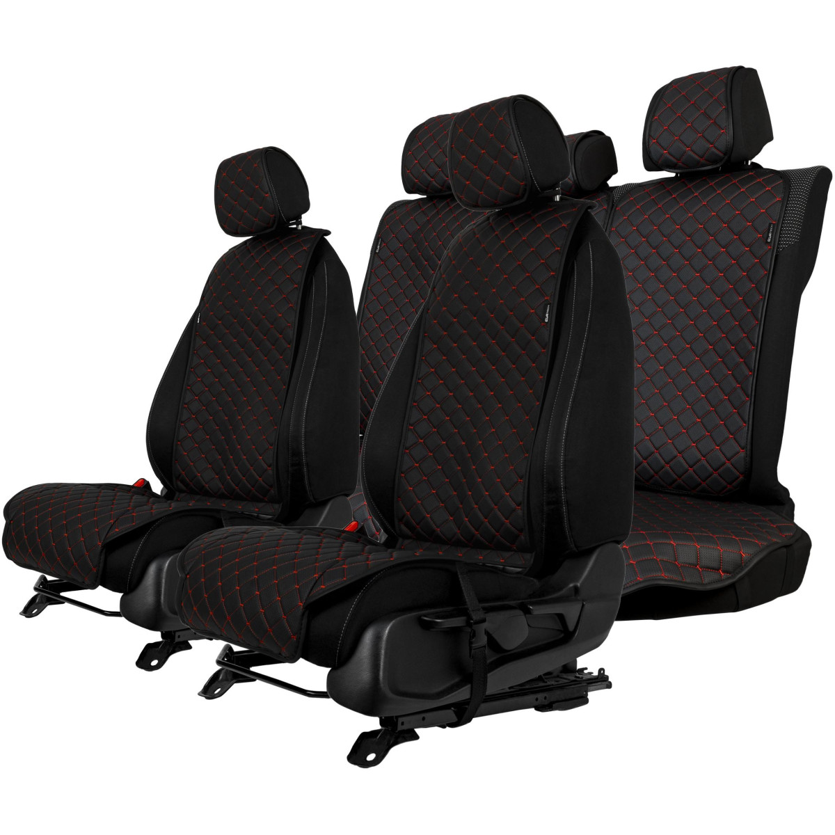 EVAtech ECO Standard Seat Covers, 3 pcs - black / black edges / red stitches