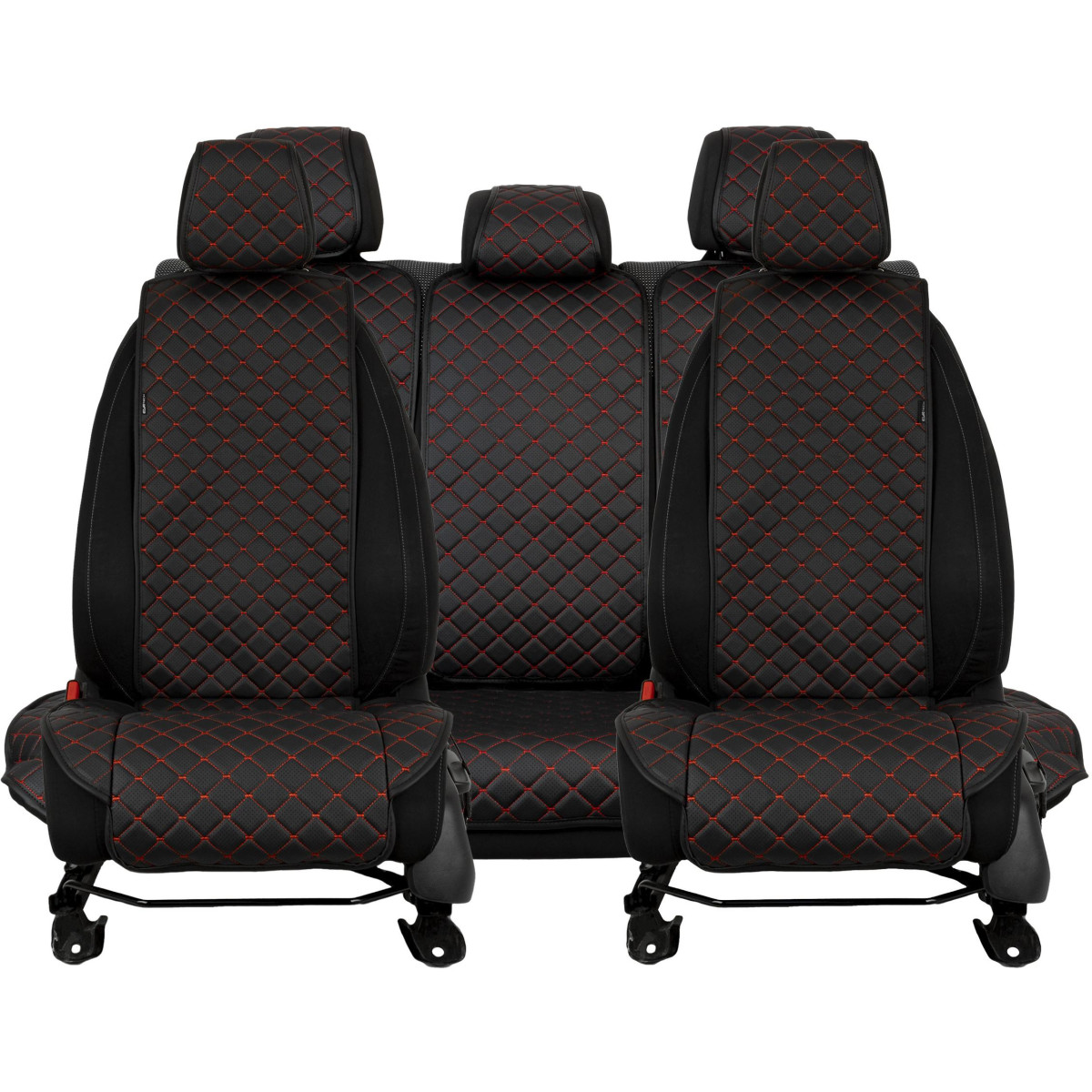 EVAtech ECO Standard Seat Covers, 3 pcs - black / black edges / red stitches