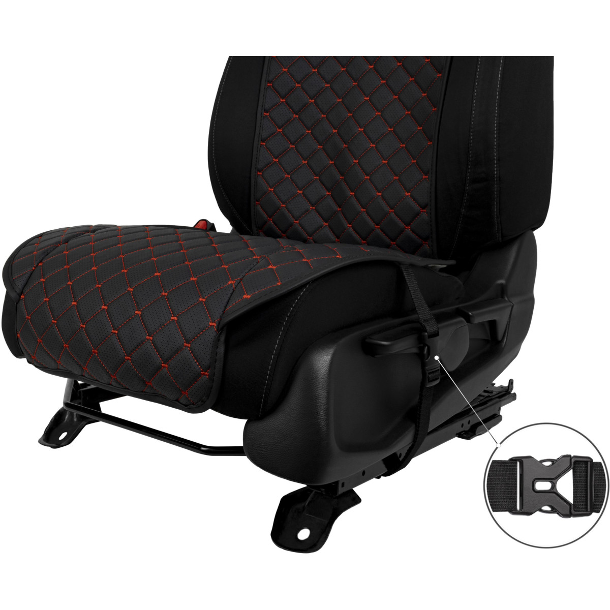 EVAtech ECO Standard Seat Covers, 3 pcs - black / black edges / red stitches