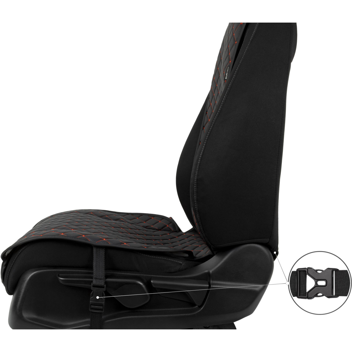 EVAtech ECO Standard Seat Covers, 3 pcs - black / black edges / red stitches