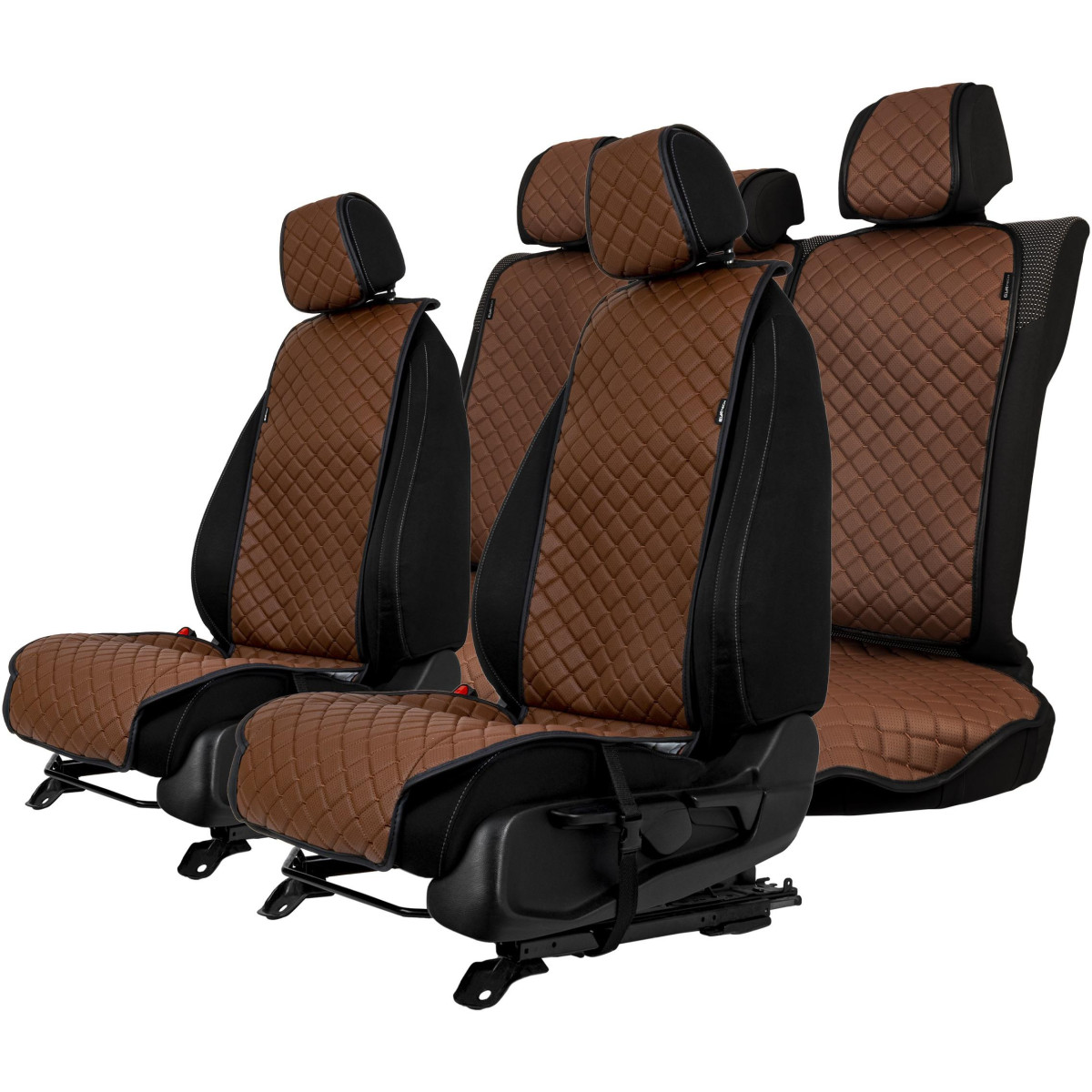 EVAtech ECO Standard Seat Covers, 3 pcs - brown / black edges / brown stitches