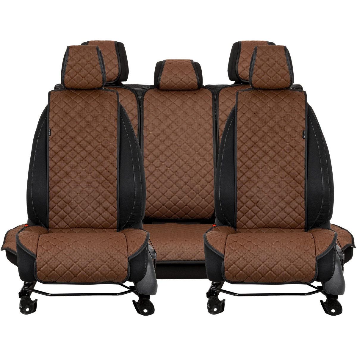 EVAtech ECO Standard Seat Covers, 3 pcs - brown / black edges / brown stitches