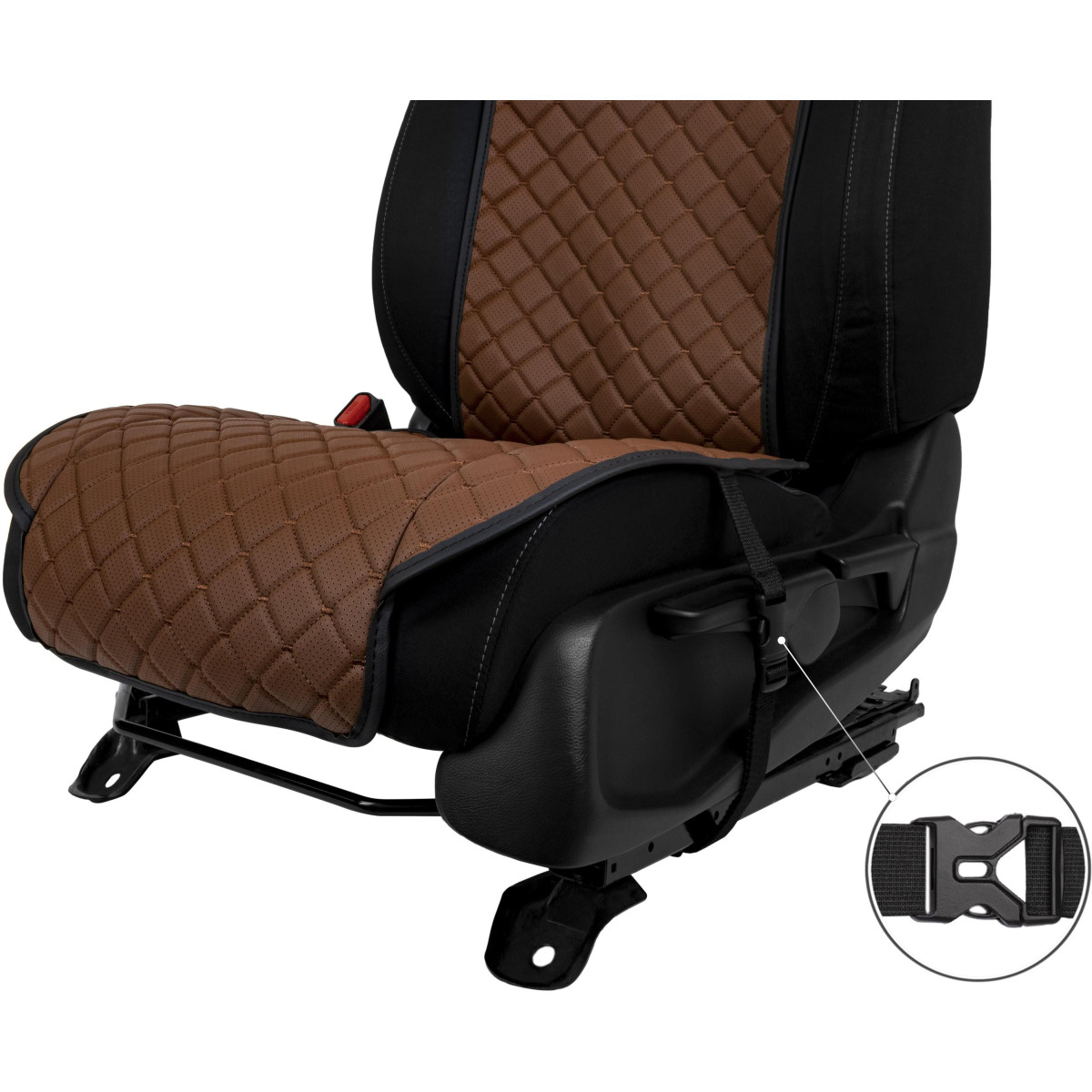 EVAtech ECO Standard Seat Covers, 3 pcs - brown / black edges / brown stitches