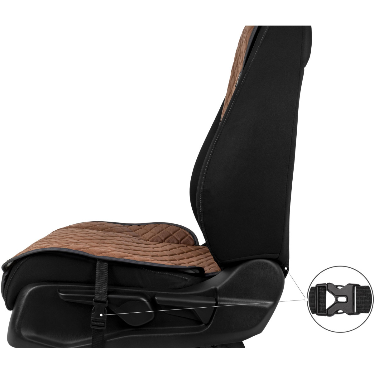 EVAtech ECO Standard Seat Covers, 3 pcs - brown / black edges / brown stitches
