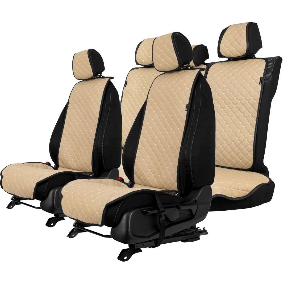 EVAtech ECO Standard Seat Covers, 3 pcs - beige / black edges / beige stitches